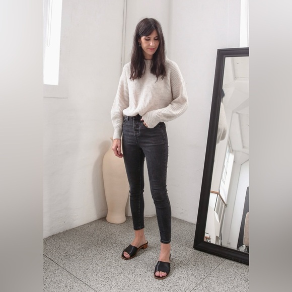 Everlane Denim - Everlane Authentic Stretch High-Rise Skinny Button Fly Jean washed black 18 tall